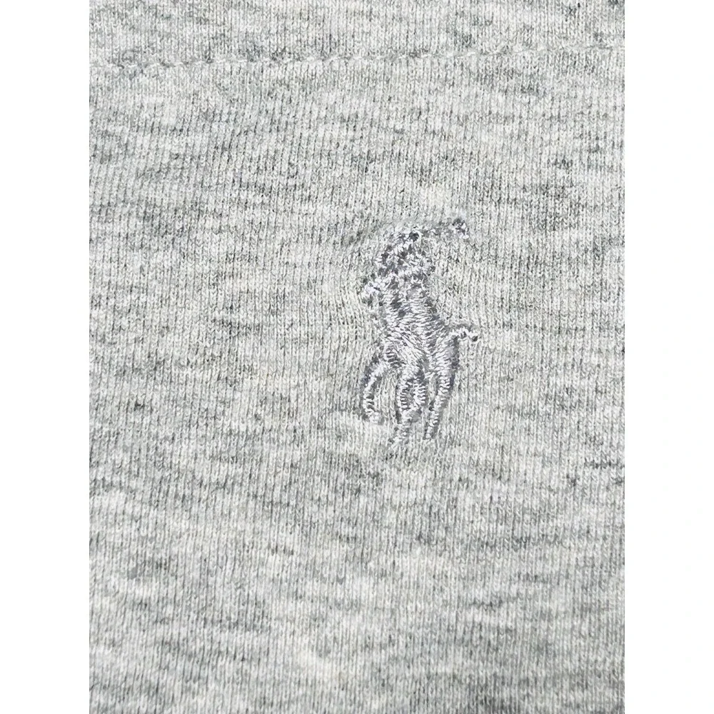 POLO Ralph Lauren 100% Cotton Grey Pony Long Sleeve Polo Shirt Heather Grey